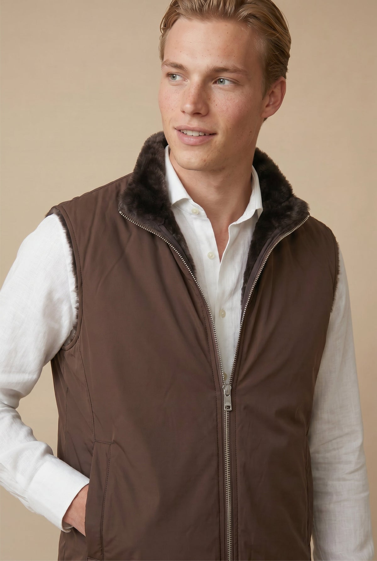 Atelier Outlet Fur Bodywarmer Chocolate