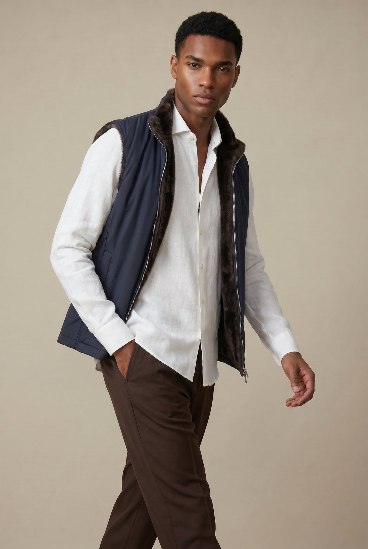 Atelier Outlet Fur Bodywarmer Navy