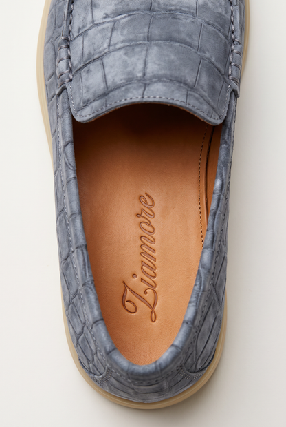 Yacht Loafer Nubuck Crocodile Grey