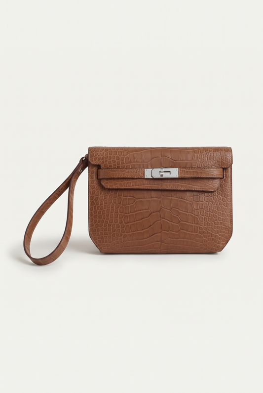 Atelier Outlet Crocodile Pouch Cognac
