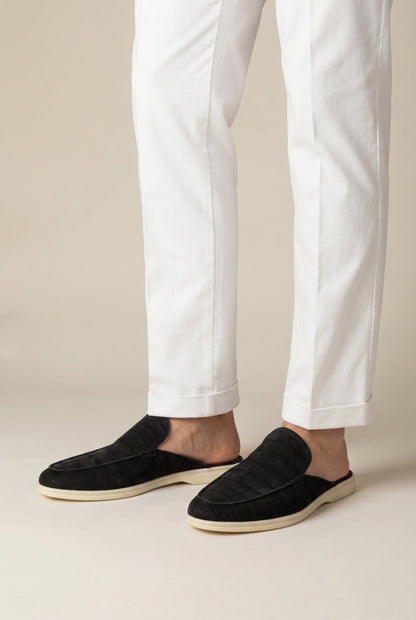 Yacht Mule Nubuck Crocodile Black