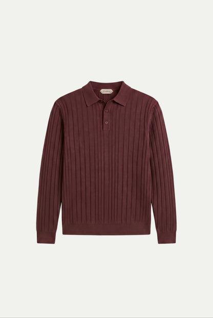 Extrafine Long Sleeve Polo Burgundy