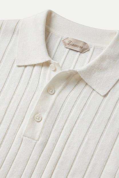 Extrafine Long Sleeve Polo White