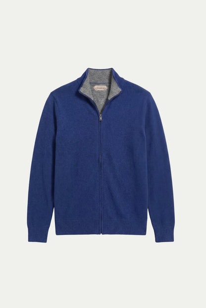 Sorrento Cashmere Full-Zip Knit Blue