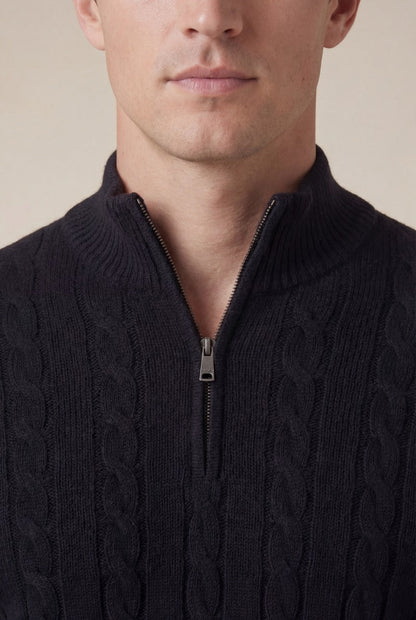 Como Cashmere Quarter Zip Black