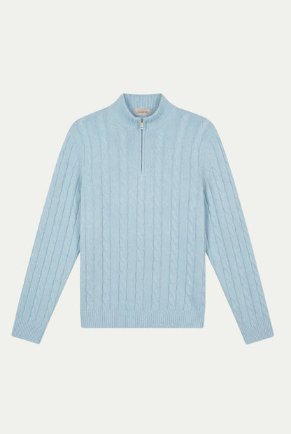 Como Cashmere Quarter Zip Baby Blue