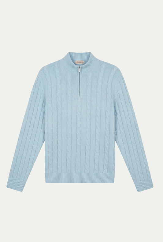 Como Cashmere Quarter Zip Baby Blue