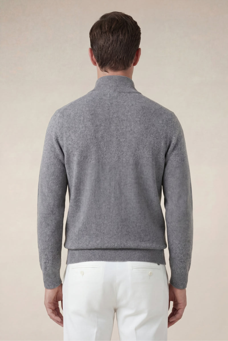 Sorrento Cashmere Full-Zip Knit Grey