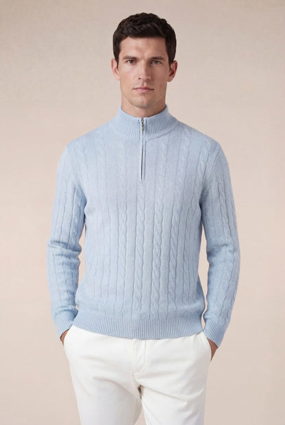 Como Cashmere Quarter Zip Baby Blue